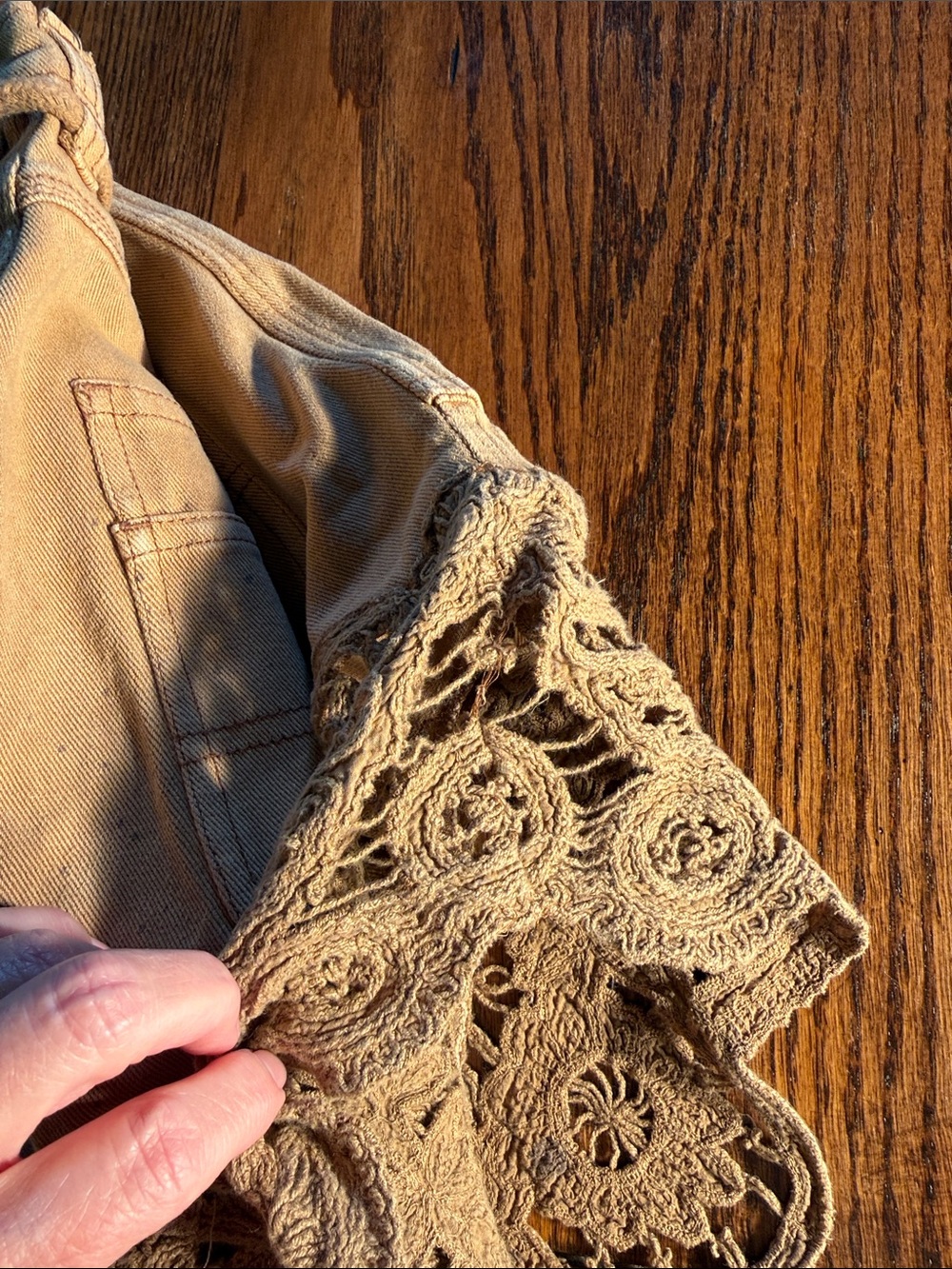 We The Free Boho Crochet Hem Utility Shorts Tan Drawstring Festival 26 - Picture 8 of 16